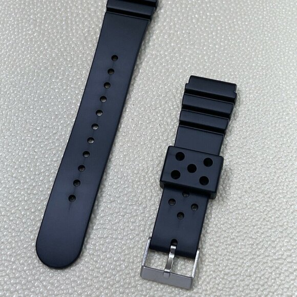 Hadley-Roma 22mm Black Rubber Sport Diver Watch Strap, Pin Buckle, MS926 - Picture 1 of 2